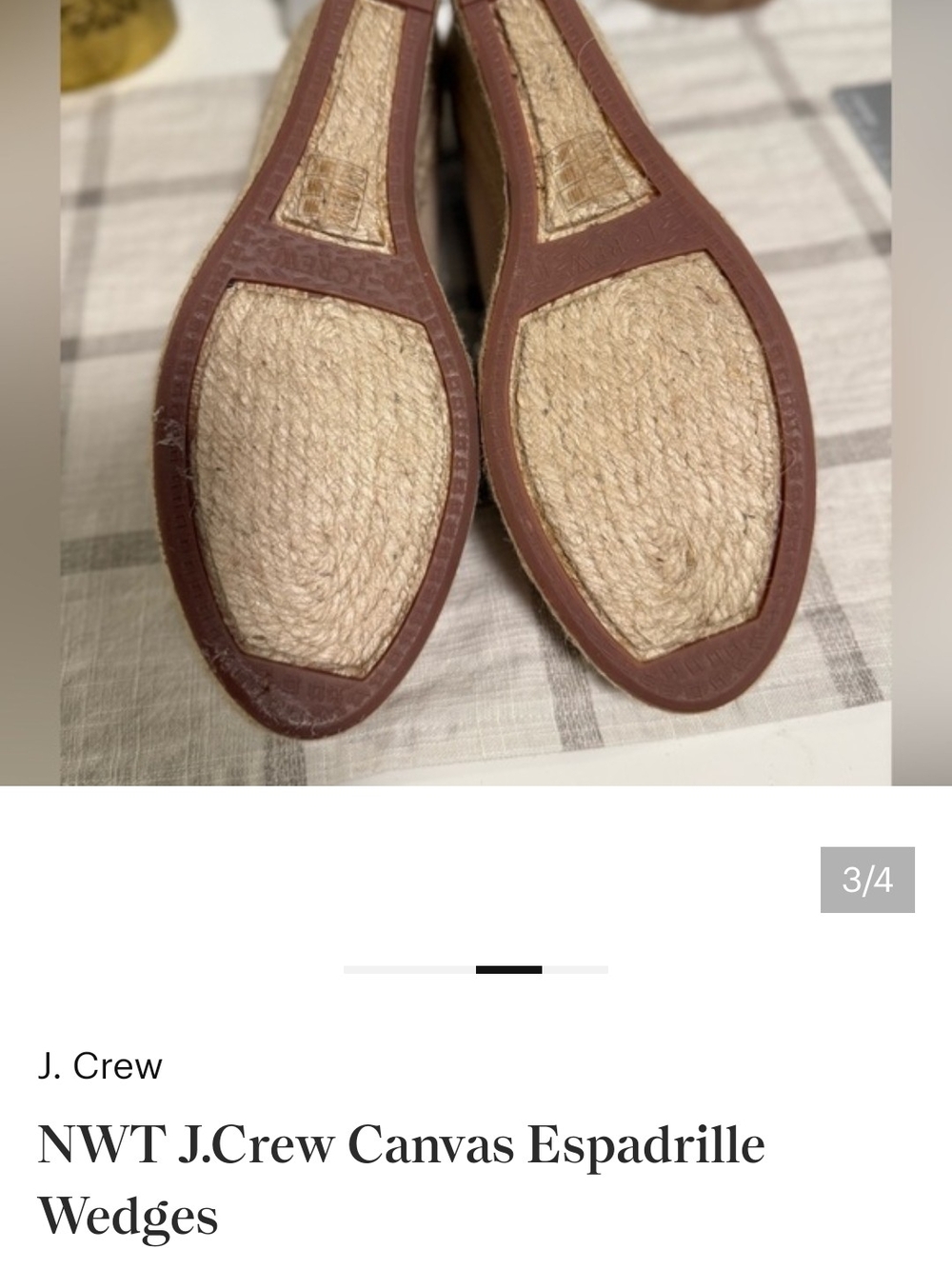 J. CREW Women's Beige Espadrille Wedge Pumps - Picture 4 of 4